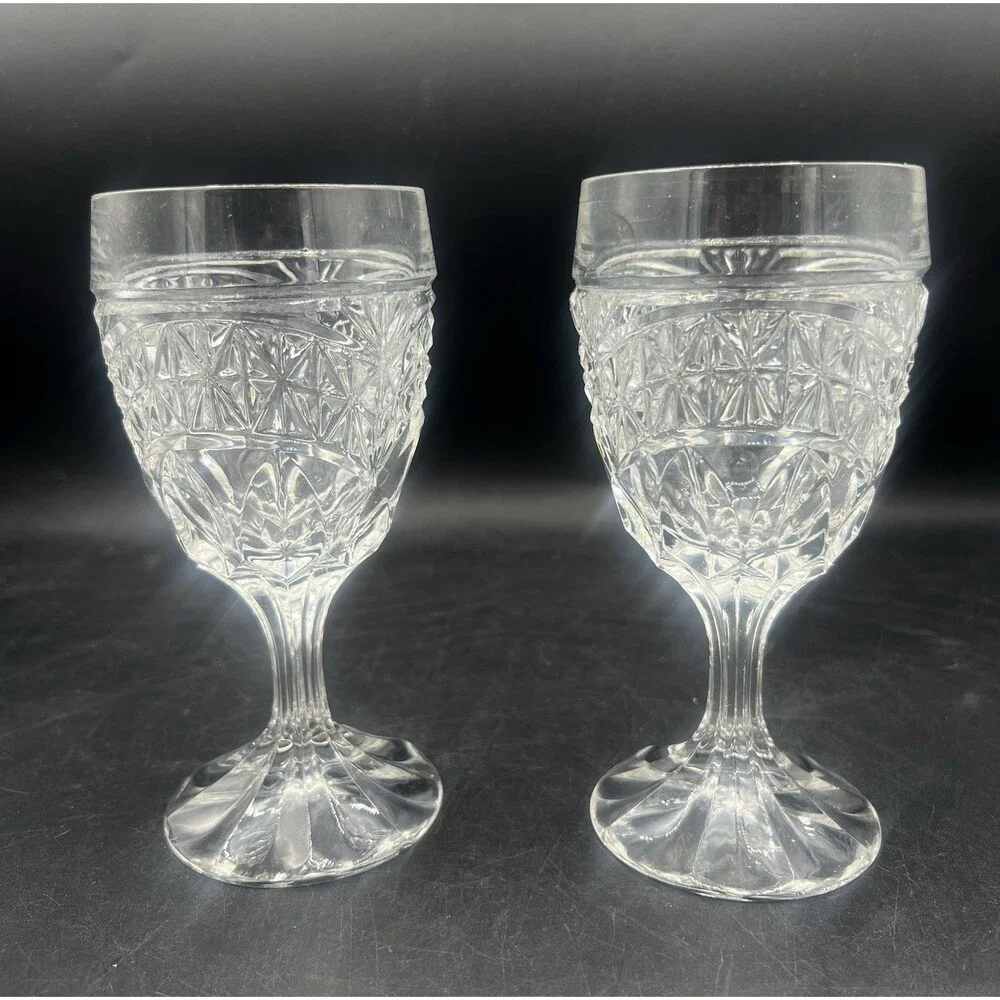Crystal D’Arques D’Adriana Luna Wine Water Goblets Set of 2 Clear 6.25” Vintage